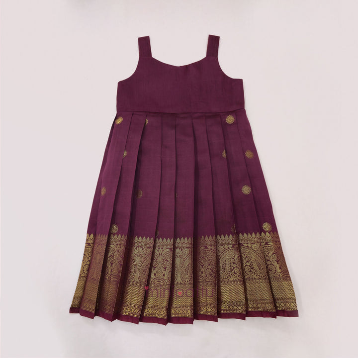 Lathika - Orange Burgundy Pattu Pavadai Minipattu