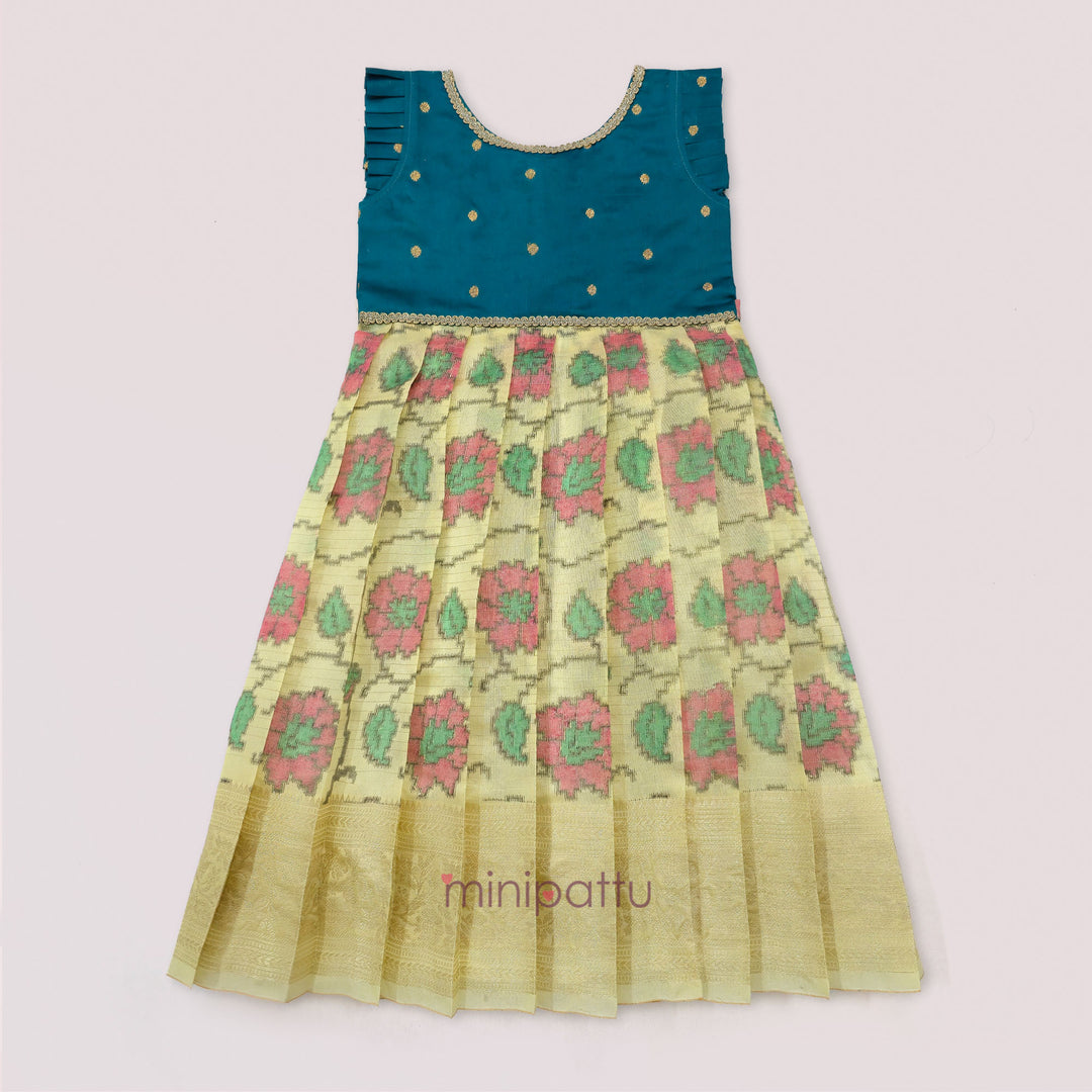 Deesha - Teal Yellow Frock Minipattu