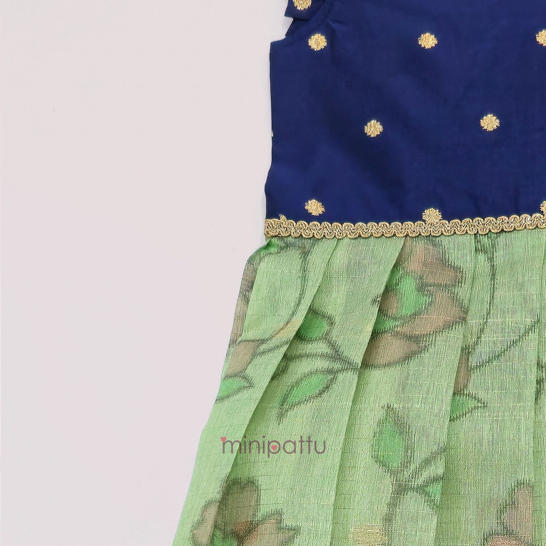 Deesha - Navy Blue Green Frock Minipattu