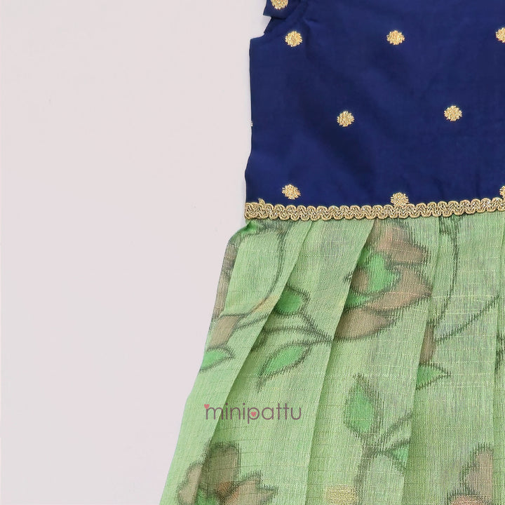 Deesha - Navy Blue Green Frock Minipattu