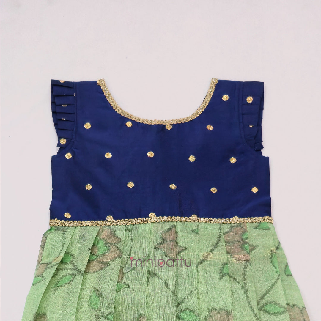 Deesha - Navy Blue Green Frock Minipattu