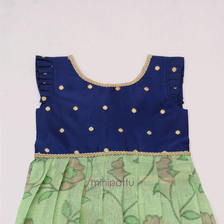 Deesha - Navy Blue Green Frock Minipattu