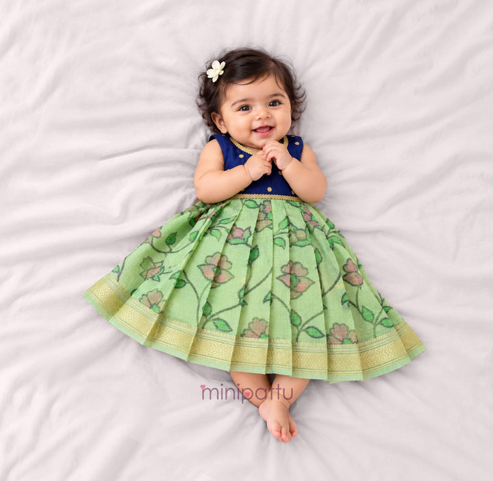 Rishi - Navy Blue Green Minipattu