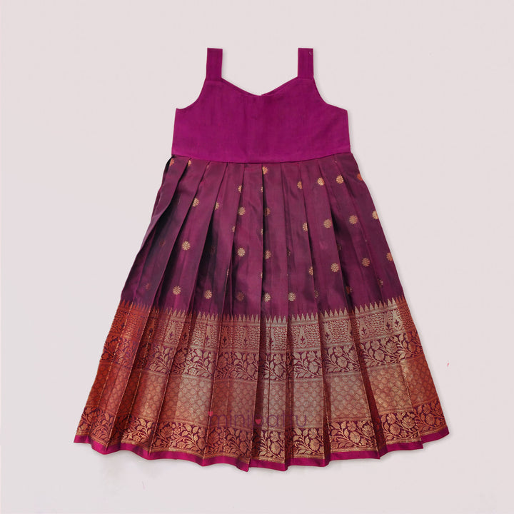Damini - Blue Burgundy Pattu Pavadai Minipattu