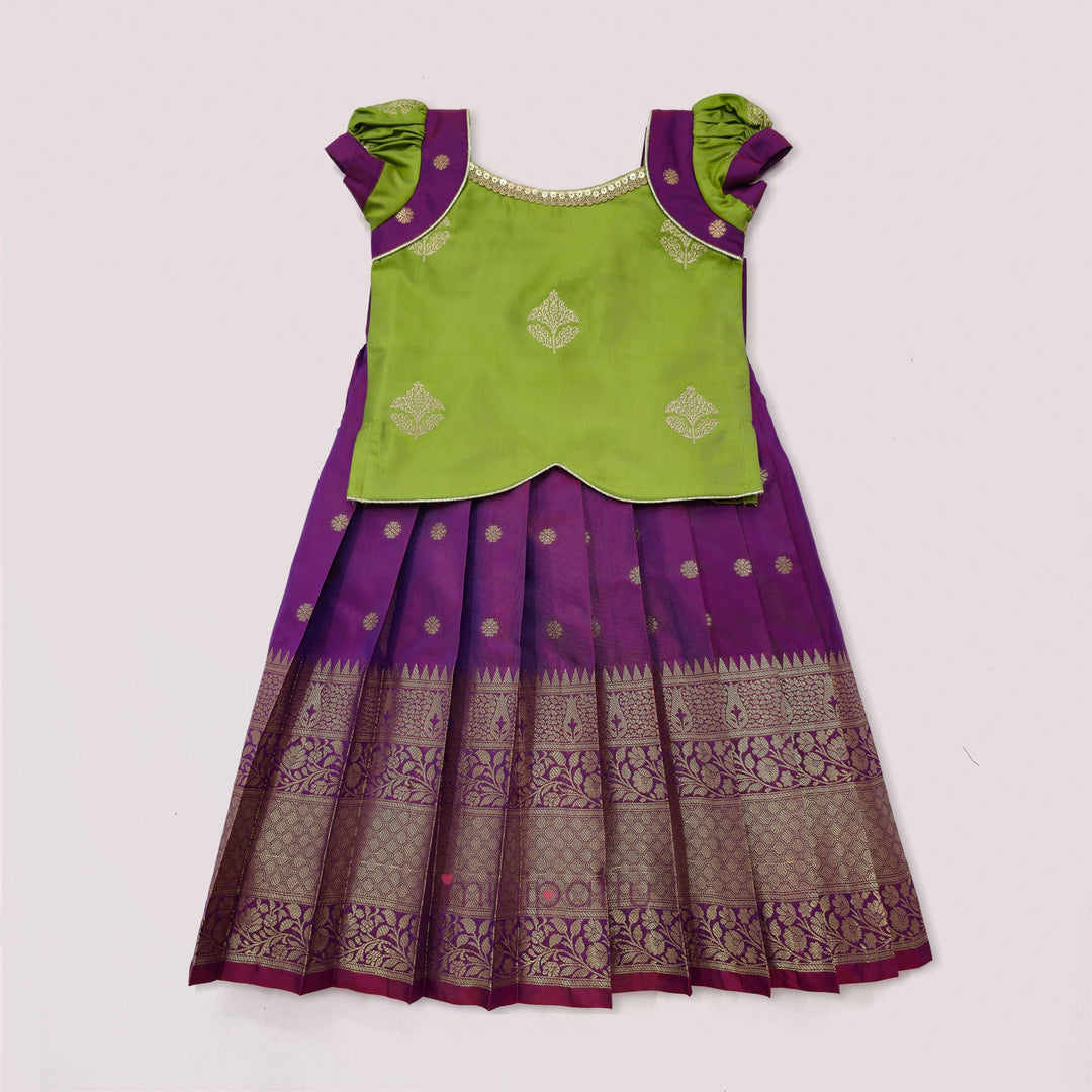 Damini -  Green Pattu Pavadai Minipattu