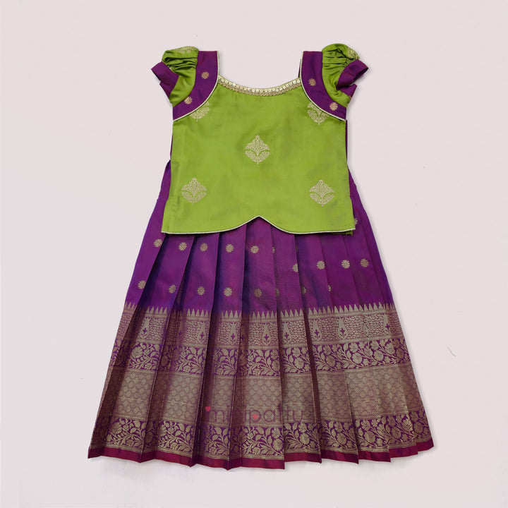 Damini -  Green Pattu Pavadai Minipattu