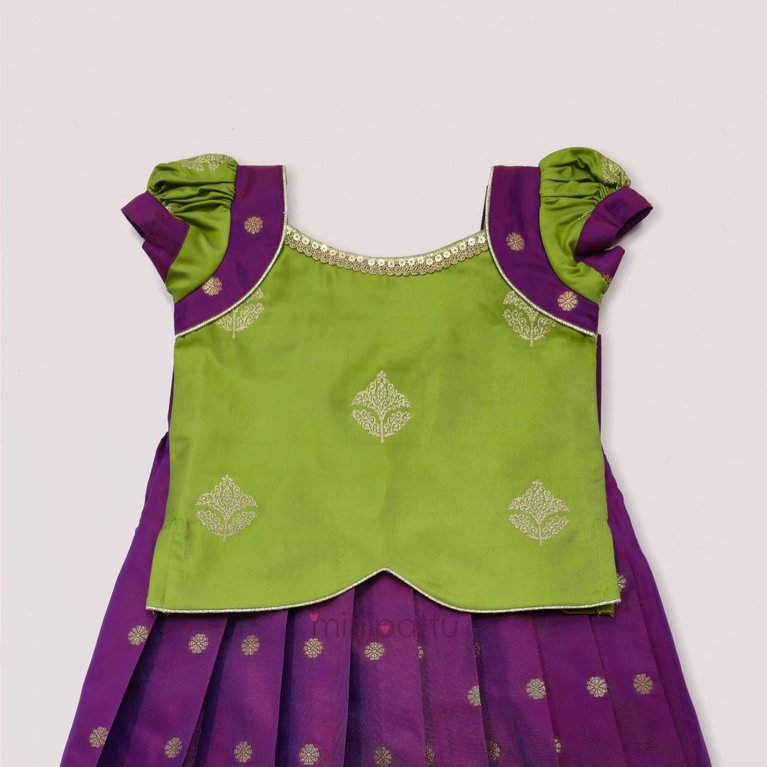 Damini -  Green Pattu Pavadai Minipattu
