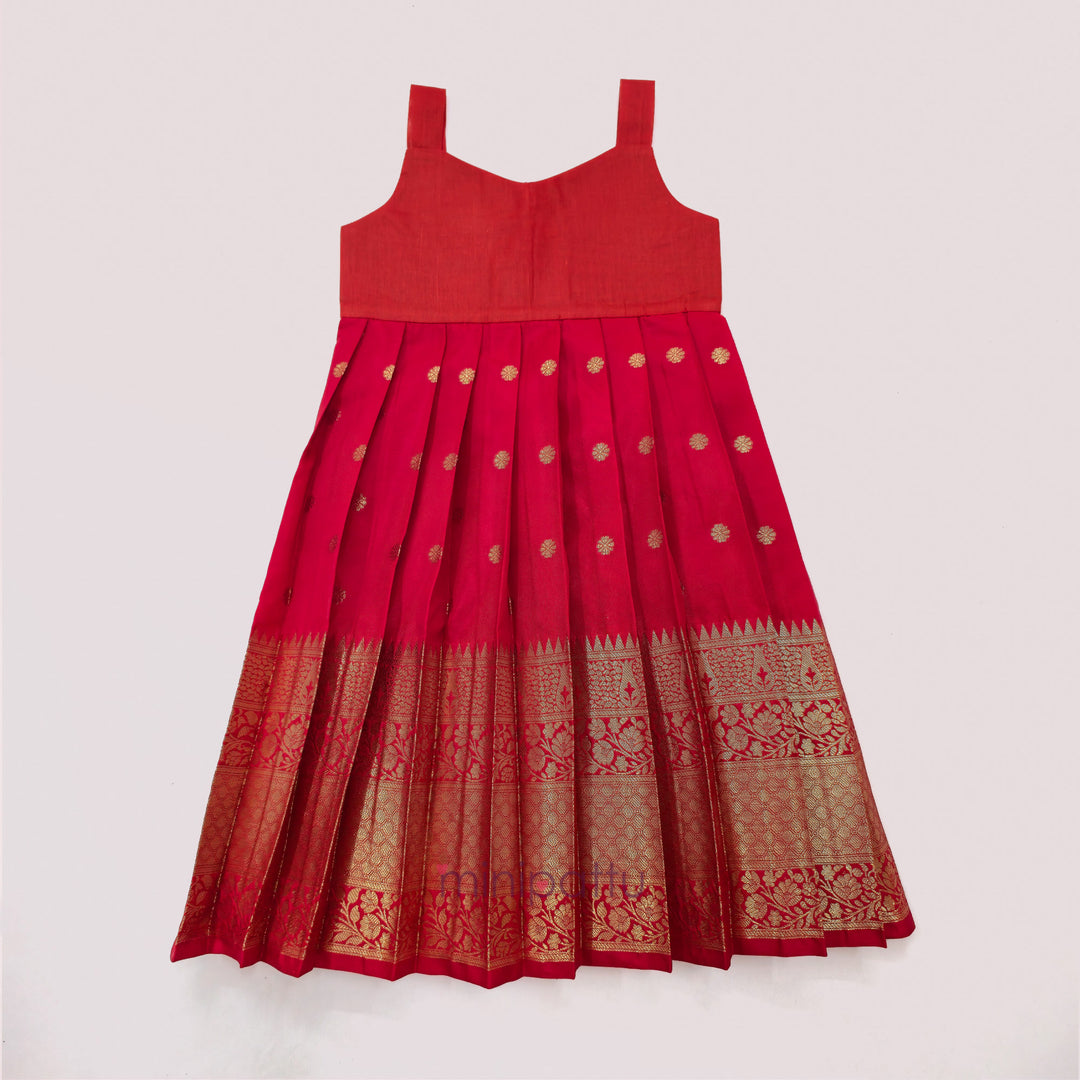 Damini - Blue Red Pattu Pavadai Minipattu