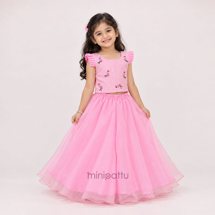 Flamingo - Baby Pink Designer Minipattu