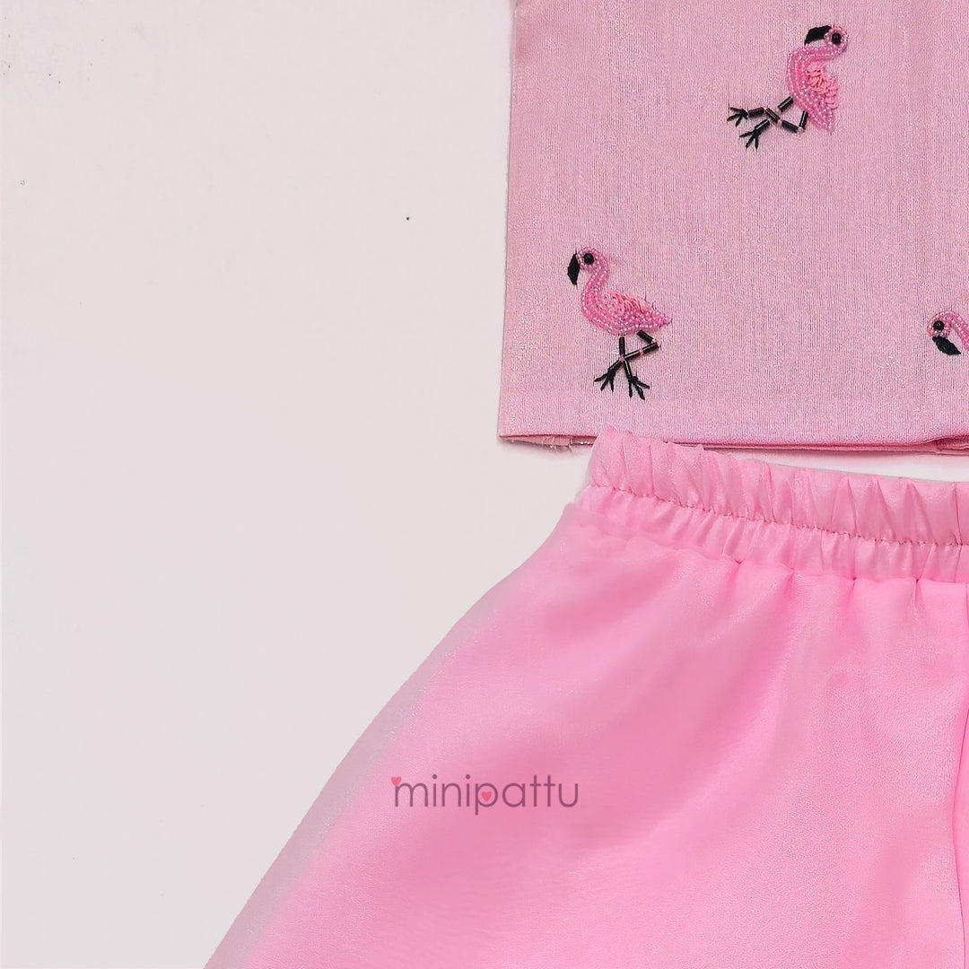 Flamingo - Baby Pink Designer Minipattu