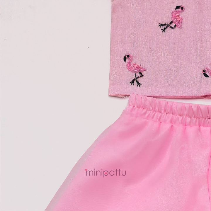 Flamingo - Baby Pink Designer Minipattu