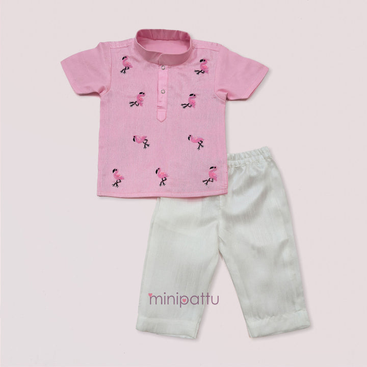 Flamingo - kurta Shirt &  Pant set Baby Pink