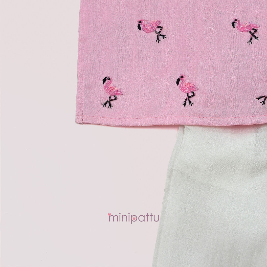 Flamingo - kurta Shirt &  Pant set Baby Pink
