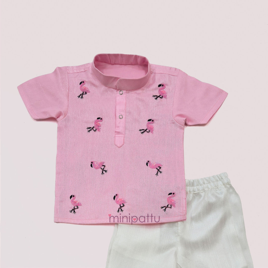Flamingo - kurta Shirt &  Pant set Baby Pink
