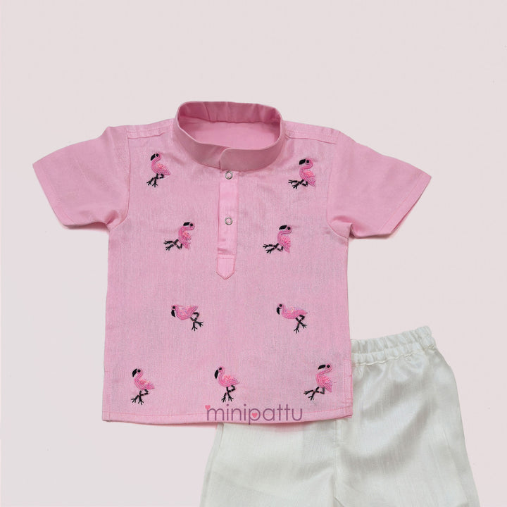 Flamingo - kurta Shirt &  Pant set Baby Pink