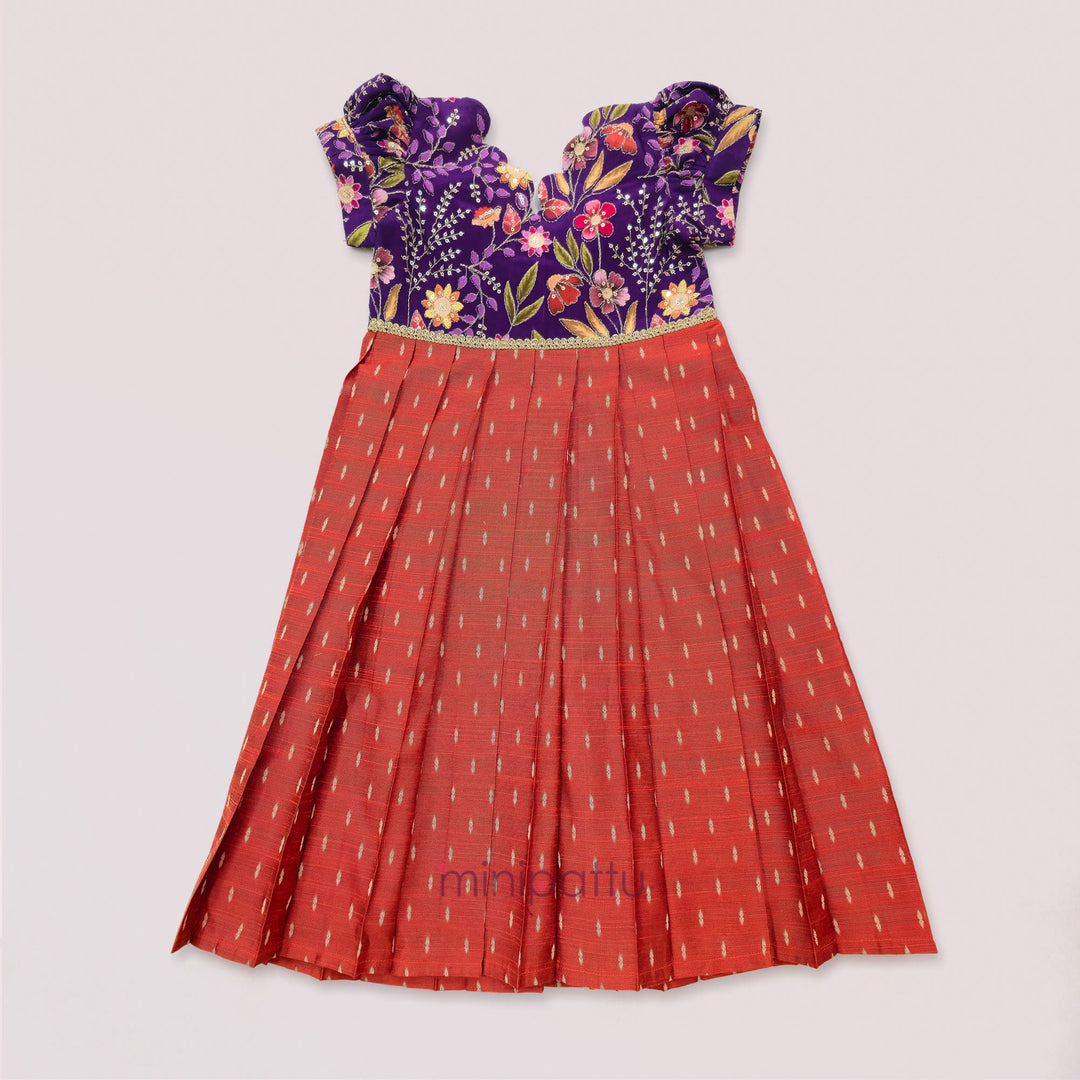 Kashvi - Violet Rust Frock Minipattu