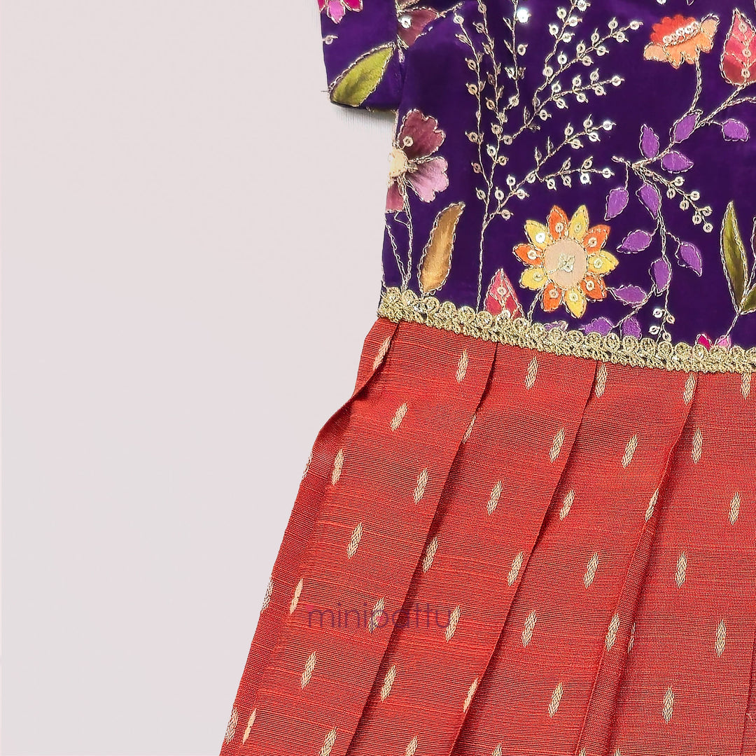 Kashvi - Violet Rust Frock Minipattu