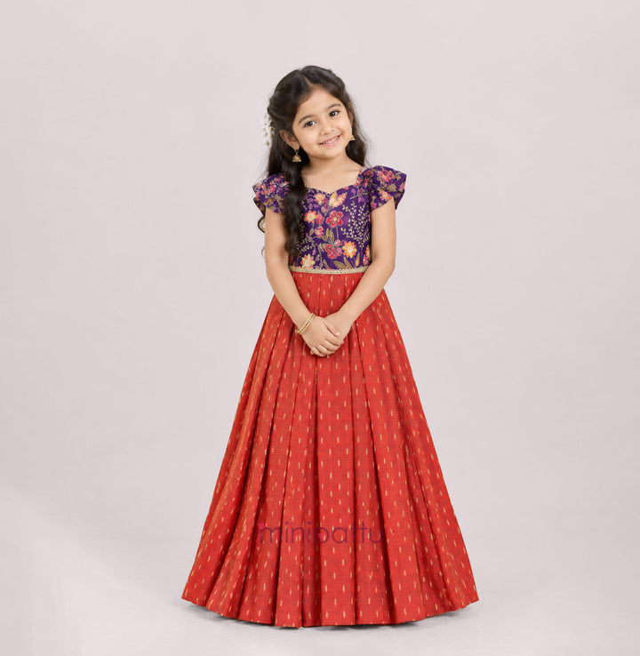 Kashvi - Violet Rust Frock Minipattu