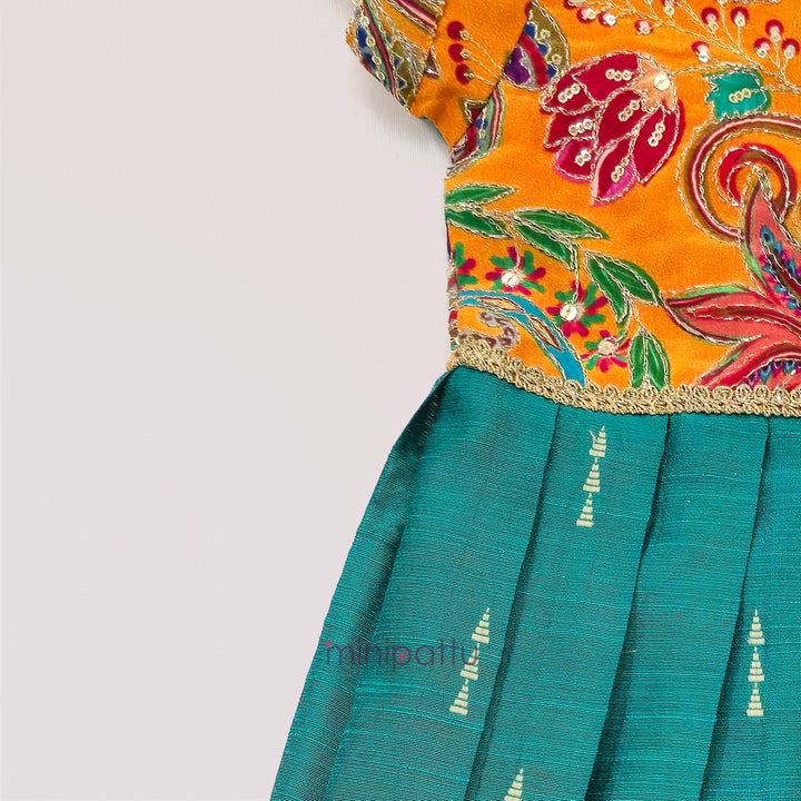 Kashvi - Yellow Teal Frock Minipattu