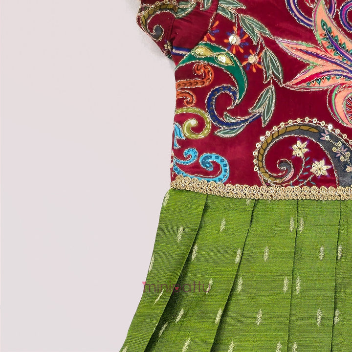 Kashvi - Maroon Green Frock Minipattu