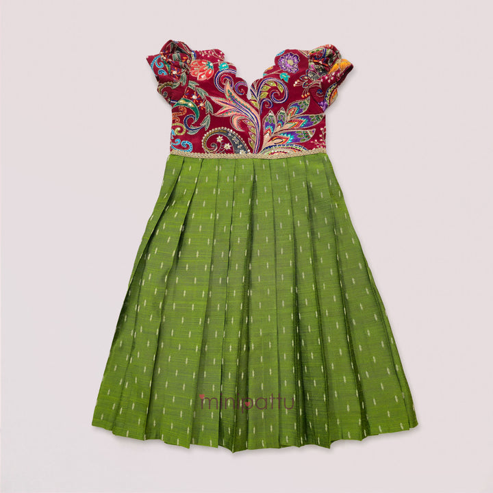 Kashvi - Maroon Green Frock Minipattu