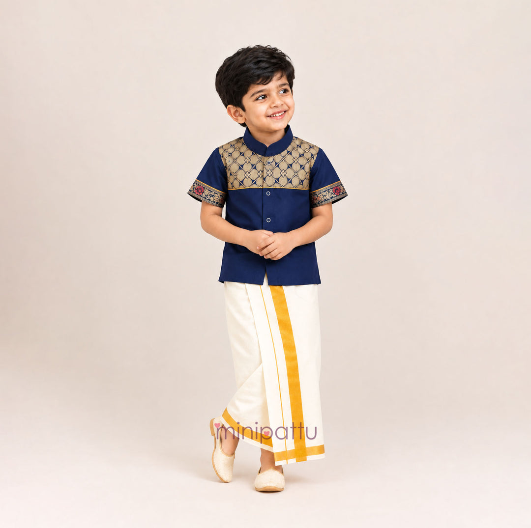 Karan - Blue Shirt & Vesti Set