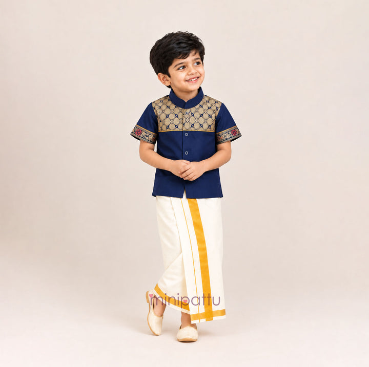 Karan - Blue Shirt & Vesti Set