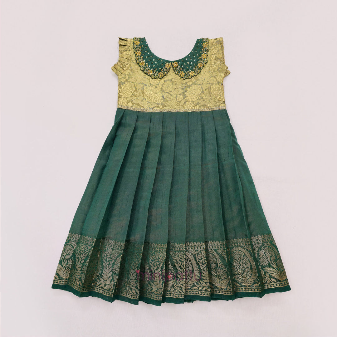 Anuradha - Gold Green Frock Minipattu