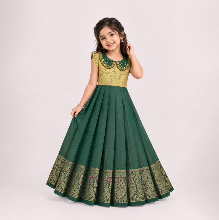 Anuradha - Gold Green Frock Minipattu