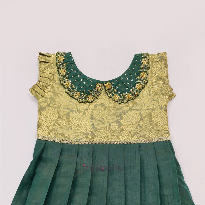 Anuradha - Gold Green Frock Minipattu