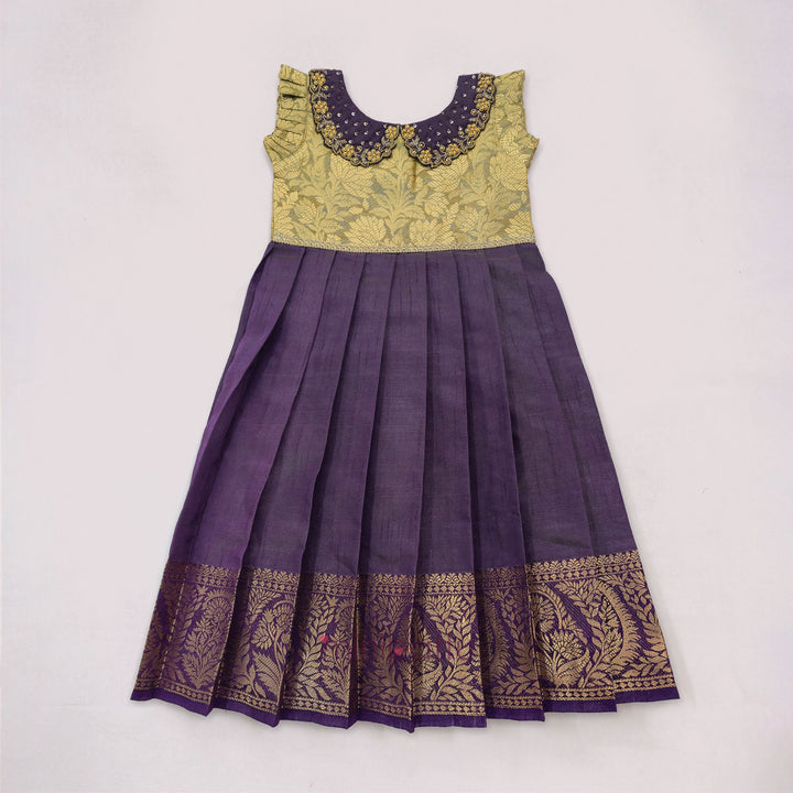 Anuradha  - Gold Purple Frock Minipattu