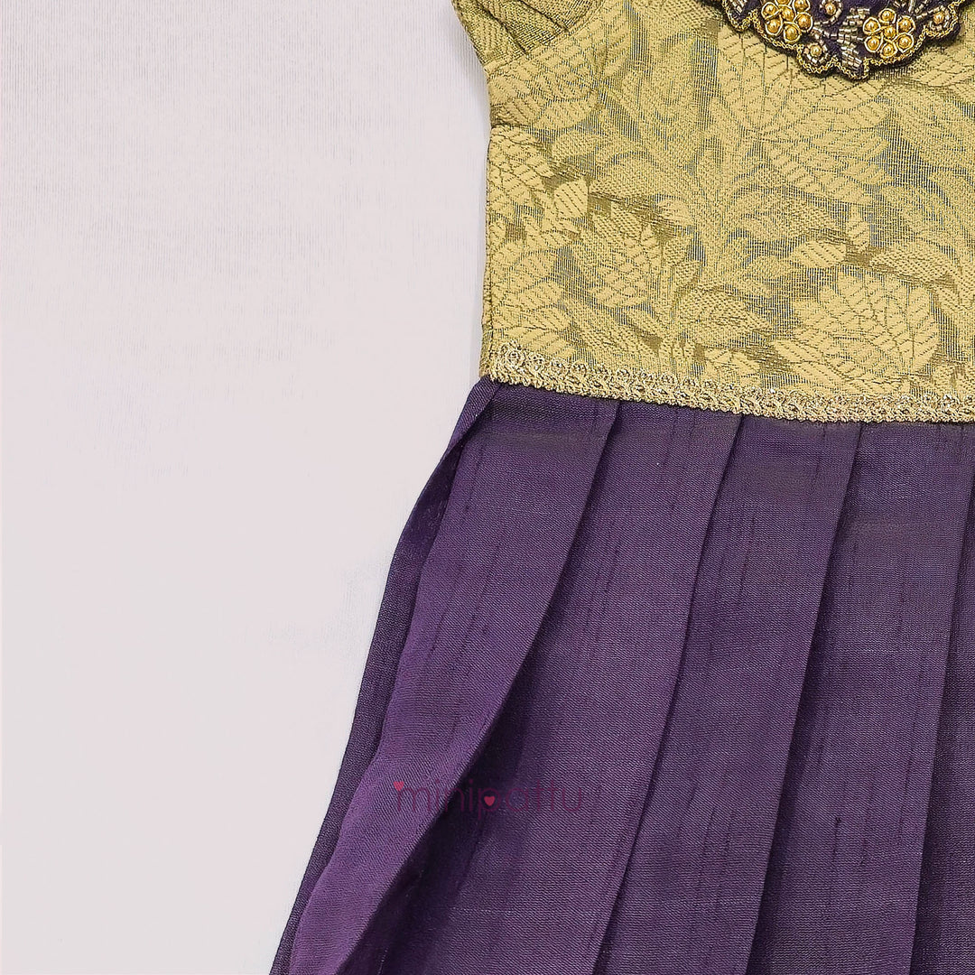 Anuradha  - Gold Purple Frock Minipattu