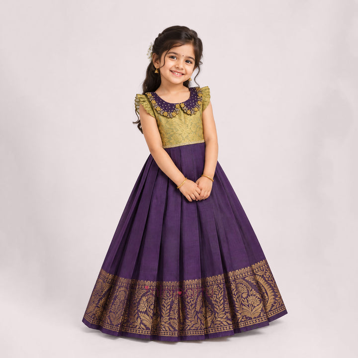 Anuradha  - Gold Purple Frock Minipattu