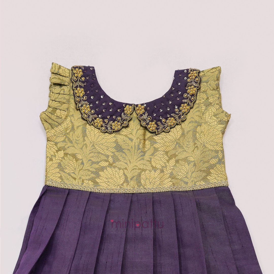 Anuradha  - Gold Purple Frock Minipattu