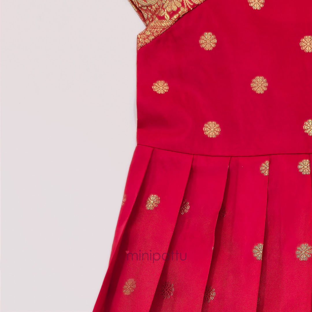 Ramyam - Red Pattu Frock Minipattu