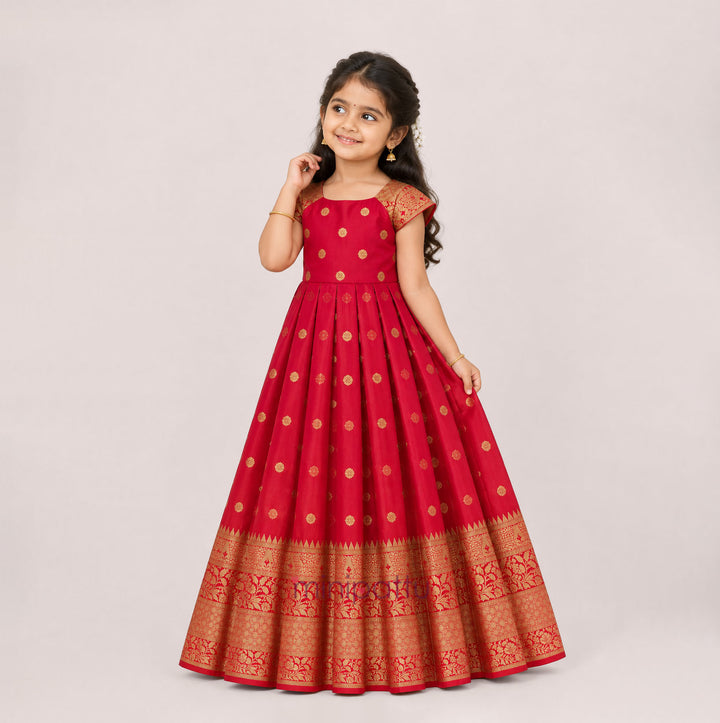 Ramyam - Red Pattu Frock Minipattu