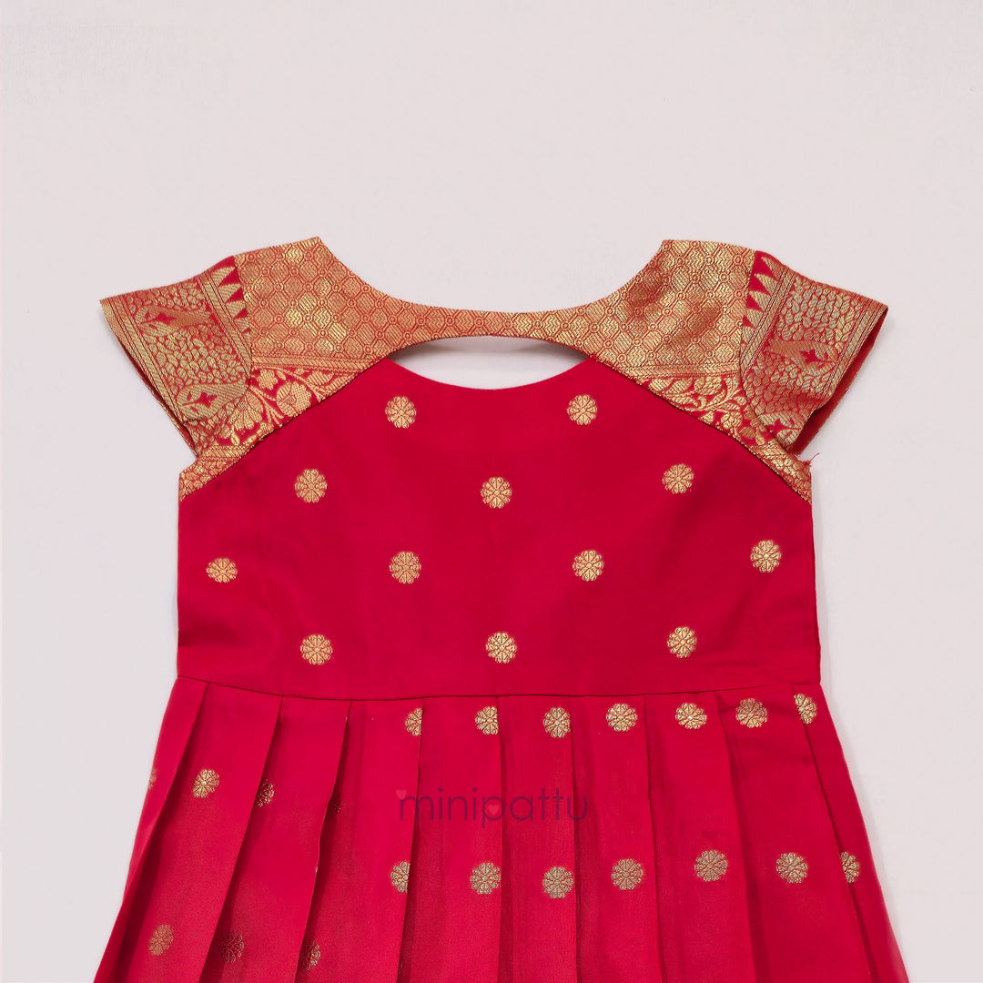 Ramyam - Red Pattu Frock Minipattu