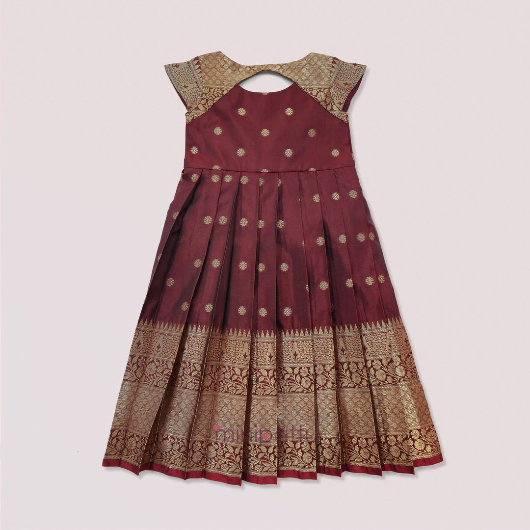 Ramyam - Maroon Pattu Frock Minipattu