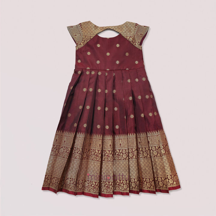 Ramyam - Maroon Pattu Frock Minipattu