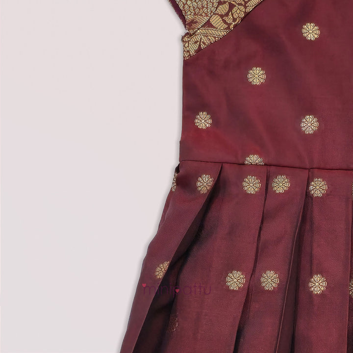 Ramyam - Maroon Pattu Frock Minipattu