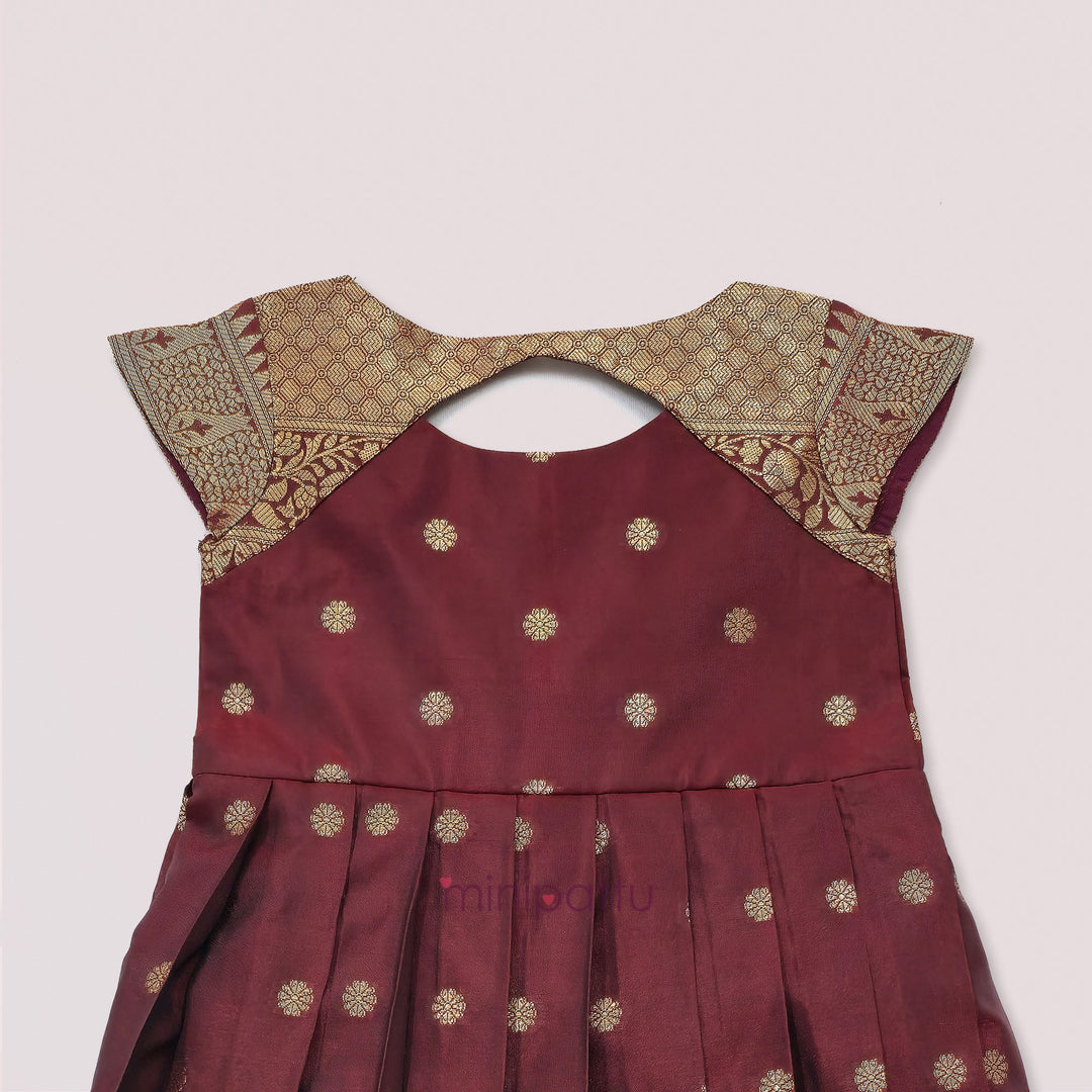 Ramyam - Maroon Pattu Frock Minipattu
