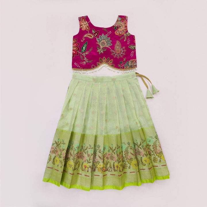 Ankita - Pink Green Lehanga Minipattu