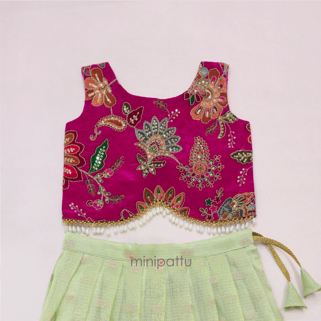 Ankita - Pink Green Lehanga Minipattu