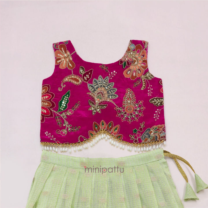 Ankita - Pink Green Lehanga Minipattu