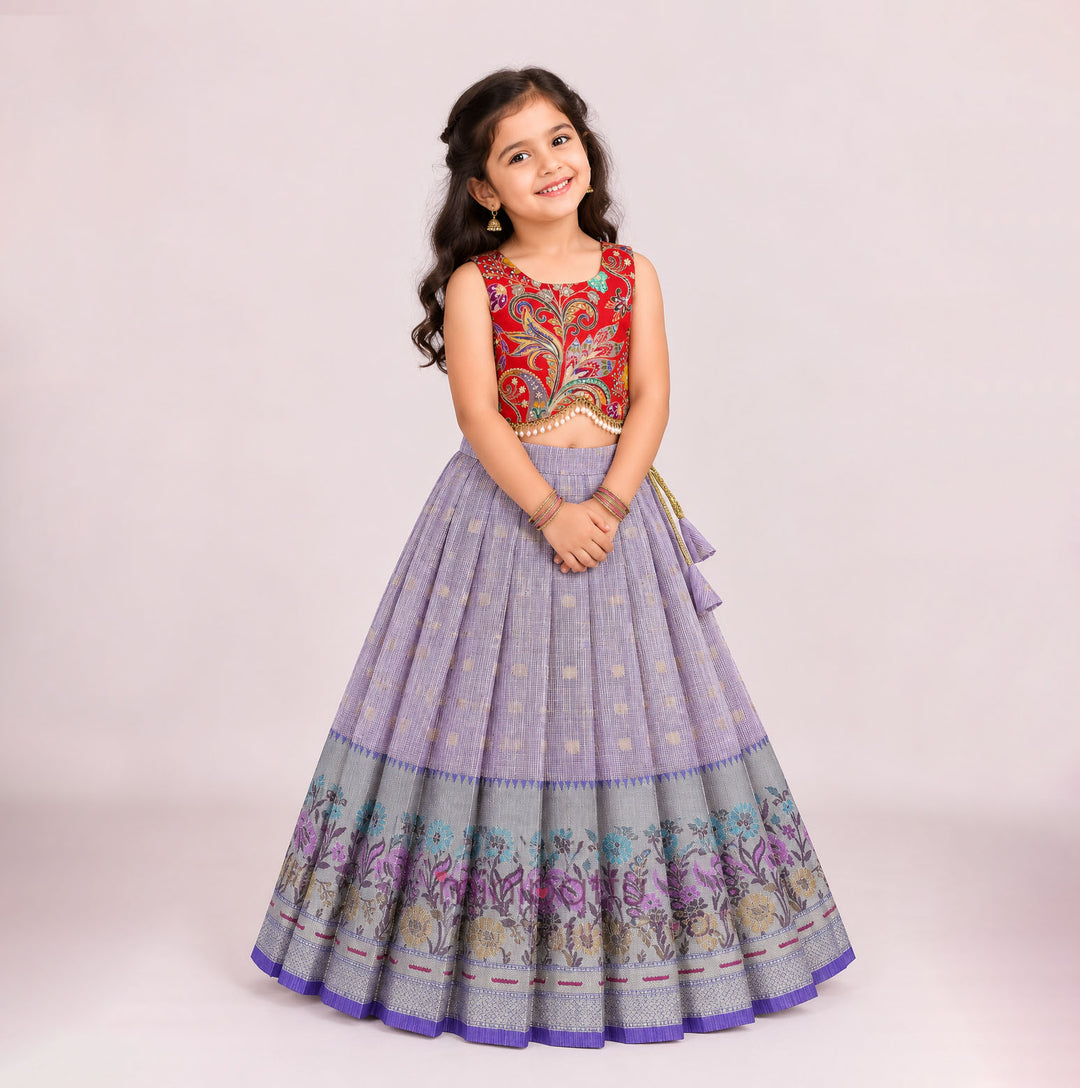 Ankita - Rust Lavender Lehanga Minipattu