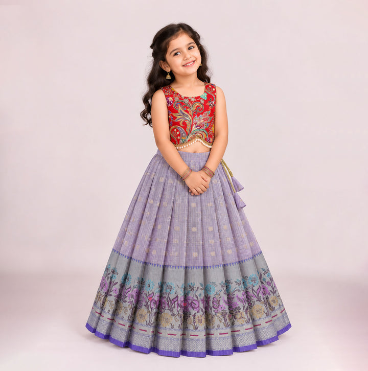 Ankita - Rust Lavender Lehanga Minipattu