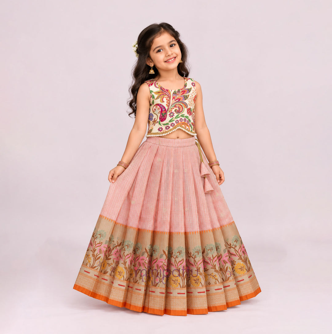 Ankita - Halfwhite Rust Lehanga Minipattu