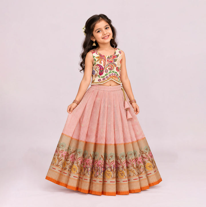 Ankita - Halfwhite Rust Lehanga Minipattu