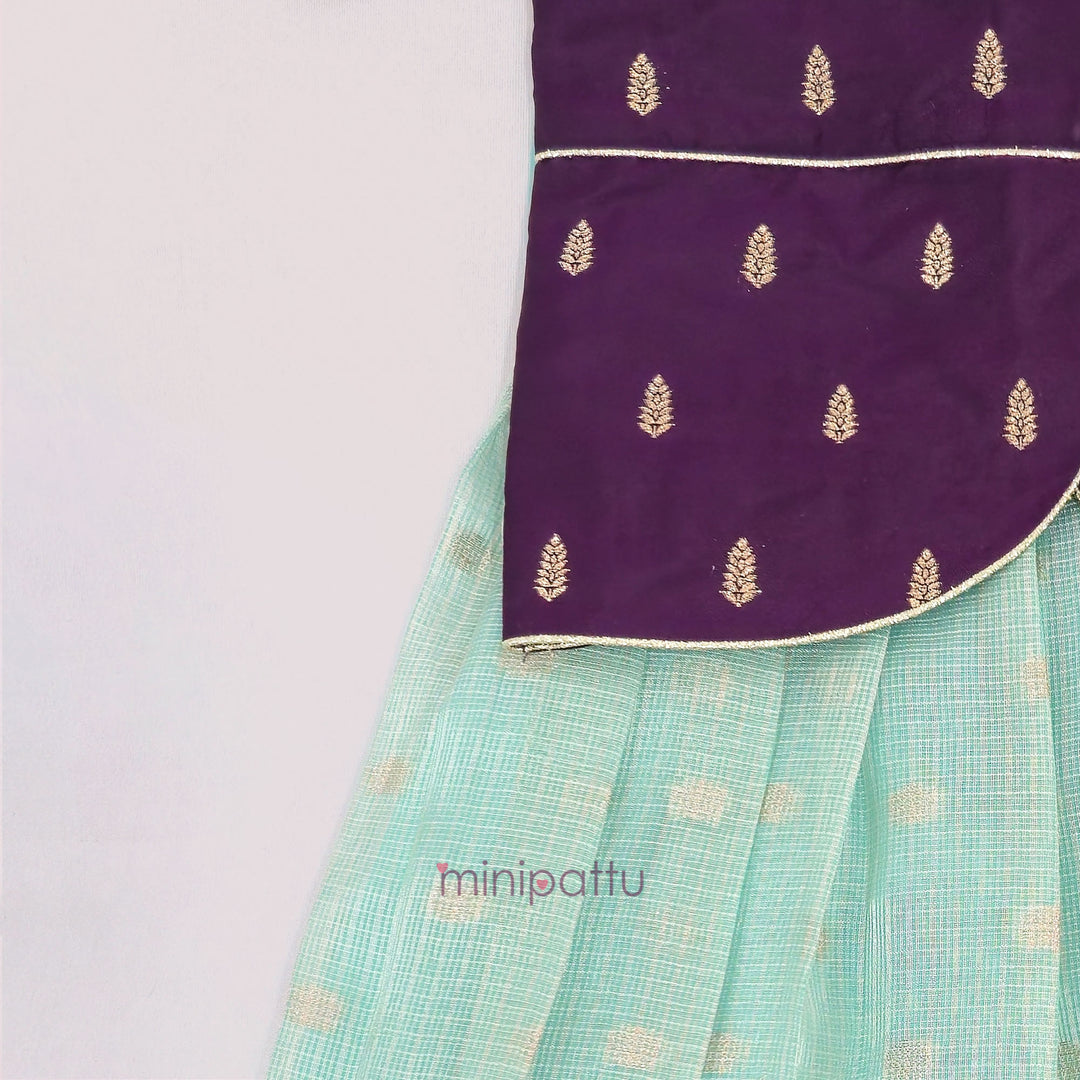 Deepali - Purple Teal Pattu Pavadai Minipattu