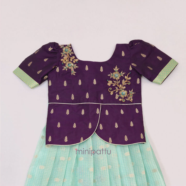 Deepali - Purple Teal Pattu Pavadai Minipattu